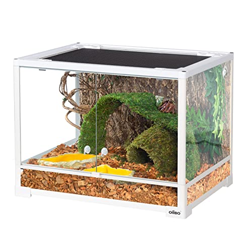 OIIBO 34 Gallon Reptile Tank, 24" x 18" x 18" Front Opening Reptile Terrarium for Reptiles Amphibians Pets, Bearded Dragon Lizard Gecko Snake Tank Reptile Glass Terrariums