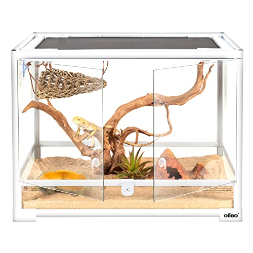 OIIBO 34 Gallon Reptile Tank, 24" x 18" x 18" Front Opening Reptile Terrarium for Reptiles Amphibians Pets, Bearded Dragon Lizard Gecko Snake Tank Reptile Glass Terrariums