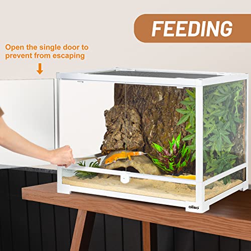 OIIBO 34 Gallon Reptile Tank, 24" x 18" x 18" Front Opening Reptile Terrarium for Reptiles Amphibians Pets, Bearded Dragon Lizard Gecko Snake Tank Reptile Glass Terrariums