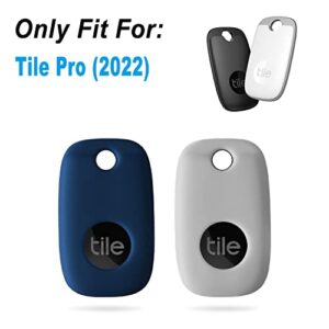 Geiomoo Silicone Case for Tile Pro 2022 Tracker, Soft Flexible Scratch Resistant Cover with Carabiner (2 Pack Navy Blue+Oatmeal)