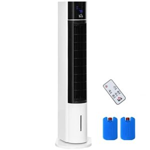 homcom 42" oscillating evaporative air cooler for home office with timer, 3-in-1 ice cooling tower fan humidifier with 3 modes, 3 speeds, led display and remote control