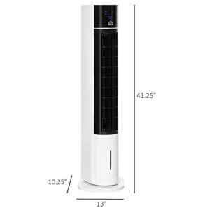 HOMCOM 42" Oscillating Evaporative Air Cooler for Home Office with Timer, 3-In-1 Ice Cooling Tower Fan Humidifier with 3 Modes, 3 Speeds, LED Display and Remote Control