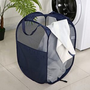 Nvatorfox 2 Pack Pop Up Storage and Laundry Hamper, Mesh Popup Laundry Hamper Portable, Durable Handles Collapsible for Storage and Easy to Open, for The Kids Room, College Dorm or Travel (Blue)