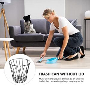 Zerodeko Trash Garbage Can Wastebasket Rustic Metal Wire Hollow Litter Rubbish Container Bin for Bathroom Bedroom Kitchen Home Office Black