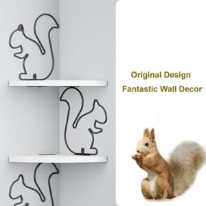 Alsonerbay White Corner Shelf 4 Tier Shelves for Wall Storage, Easy-to-Assemble Floating Wall Mount Shelves for Bedrooms and Living Rooms (Squirrel Shaped)
