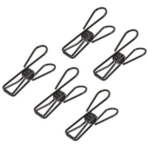 meccanixity small metal wire clip 1 inch multi-purpose bag clamp for home office kitchen, black pack of 45