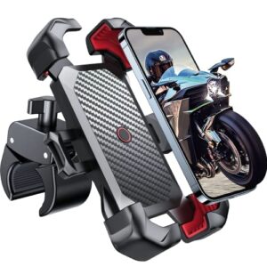 joyroom motorcycle phone mount, [1s auto lock][100mph military anti-shake] phone holder for bicycle, [10s quick install] for handlebar mount, compatible with iphone 15 pro, samsung, all cell phone