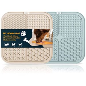 dog licking mat cat slow feeder,2 pcs lick pad with suction cups,calming treat mat boredom & anxiety relief,dog puzzle toys, pet iq training mat,peanut butter bowls for nail trimming bathing grooming