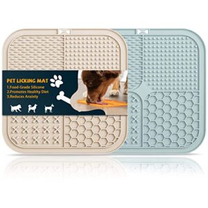 Dog Licking Mat Cat Slow Feeder,2 Pcs Lick Pad with Suction Cups,Calming Treat Mat Boredom & Anxiety Relief,Dog Puzzle Toys, Pet IQ Training Mat,Peanut Butter Bowls for Nail Trimming Bathing Grooming