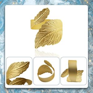 LONMTOS Leaf Shape Napkin Rings of 12 Set Gold Napkin Rings for Table Setting Anniversary, Birthday, Christmas, Easter, Fall, Halloween, Thanksgiving, Party of Table Setting