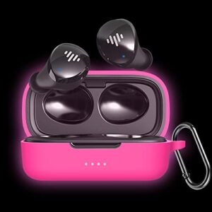 lefxmophy cover case replacement for iluv tb100 wireless earbuds, pink silicone skin carrying protective sleeve glow in dark