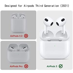 OLLSA Airpods 3 Case Cover with Keychain Red Hard Shell Case for Apple Airpods 3rd Generation Charging Case Portable Women AirPod 3rd Gen Case 2021[Front LED Visible], 2.36*1.96*0.98 inch