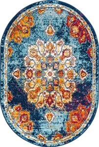 rugs.com parker collection rug – 4' x 6' oval multi medium rug perfect for living rooms, large dining rooms, open floorplans