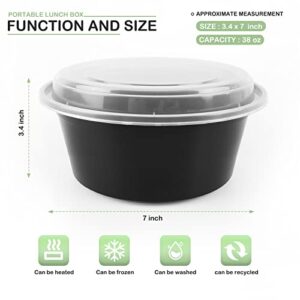 MBC MAT BOARD CENTER, 45-Pack (38 Oz) 1-Compartment Food Container-Round Meal Prep Bowls with Lid-Portable Lunch Box-Stackable-Bpa Free-Freezer/Microwave/Dishwasher Safe-Reusable Storage