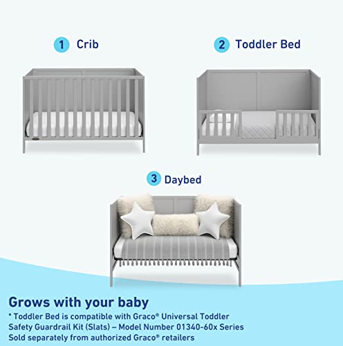 Graco Theo Convertible Crib (Pebble Gray) – Converts from Baby Crib to Toddler Bed and Daybed, Fits Standard Full-Size Crib Mattress, Adjustable Mattress Support Base