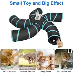 Cat Toys,Cat Tunnel Tube for Indoor Cats,5 Way Tunnels Extensible Collapsible Cat Play Tent Interactive Toy Maze Cat House with Bells,Pet Tube Toys for Kitty, Kitten, Rabbit Small Animal