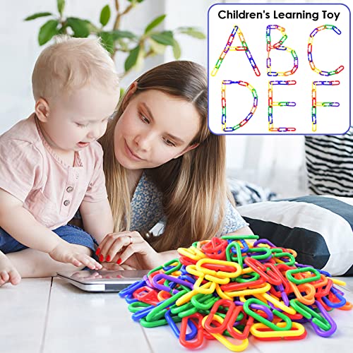 Bissap Plastic Chain Links Birds 250pcs, Mix Color Rainbow DIY C-Clips Chains Hooks Swing Climbing Cage Toys for Sugar Glider Rat Parrot Bird, Children's Learning Toy