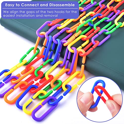 Bissap Plastic Chain Links Birds 250pcs, Mix Color Rainbow DIY C-Clips Chains Hooks Swing Climbing Cage Toys for Sugar Glider Rat Parrot Bird, Children's Learning Toy