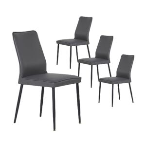 colamy parsons dining chairs set of 10, pu leather dining room chairs, armless upholstered chair with black iron legs for home kitchen living room, light grey