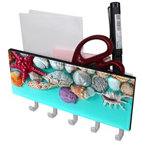 marine gastropods starfish conch rack organizer with 5 hooks wall bathroom kitchen shelf rack multifunctional storage shelf