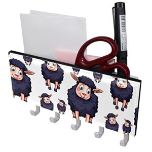 cute cartoon sheep pattern rack organizer with 5 hooks wall bathroom kitchen shelf rack multifunctional storage shelf