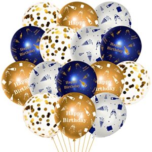 watinc 36pcs navy blue and gold happy birthday balloons, sequin confetti latex balloon party decor photo booth prop background decoration for kids boy girls classroom home wall baby shower (12 inch)