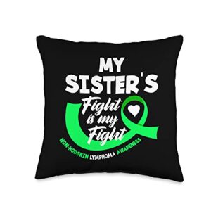 non-hodgkin lymphoma awareness apparel & gifts my sister's fight non-hodgkin lymphoma throw pillow, 16x16, multicolor