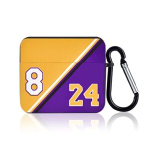 basketball 8/24 case cover for airpods 3rd generation (2021) with keychain for fans boy men girl teen jersey cool fun design mamba spirit square ​hard skin protective case compatible with airpods 3