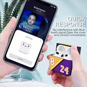 Basketball 8/24 Case Cover for Airpods 3rd Generation (2021) with Keychain for Fans Boy Men Girl Teen Jersey Cool Fun Design Mamba Spirit Square ​Hard Skin Protective Case Compatible with Airpods 3