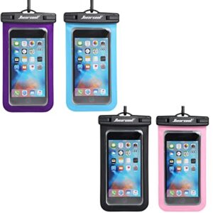 hiearcool universal waterproof case,waterproof phone pouch compatible for iphone 13 12 11 pro max xs max xr x 8 7 samsung galaxy s10/s9 google pixel 2 htc up to 7.0", ipx8 cellphone dry bag -4 pack