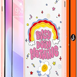 Shorogyt Cute Funny Case for iPhone SE 2022/2020/8/7-4.7”Colorful Rainbow Girls Aesthetic Designer Girly Design Women Cases with Pattern Cover + Screen Protector for iPhone 7/8/SE(2in1)