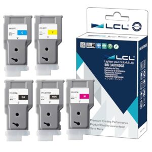 lcl compatible ink cartridge replacement for canon pfi207 pfi-207 pfi-207mbk pfi-207bk pfi-207c pfi-207m pfi-207y 300ml 8789b001 8788b0011 8790b001 8791b001 8792b001 (5-pack kcmymbk)
