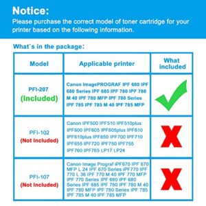 LCL Compatible Ink Cartridge Replacement for Canon PFI207 PFI-207 PFI-207MBK PFI-207BK PFI-207C PFI-207M PFI-207Y 300ML 8789B001 8788B0011 8790B001 8791B001 8792B001 (5-Pack KCMYMBK)