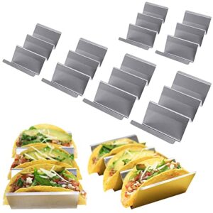 deelf outlet 8 packs taco holder stand stainless steel metal taco shell holders with handles taco rack taco serving tray oven and dishwasher safe, set of 8 and hold up to 24 taco shells
