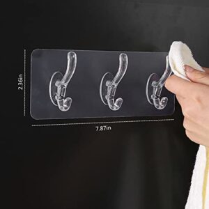 Heavy Duty 30lb(max) Self Adhesive Multi-Function Hooks Wall Clothes Tree(Transparent)