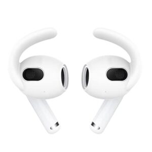 ALXCD Ear Hook Ear Tips Compatible with AirPods 3, 1 Pair Over-Ear Soft Adjustable Ear Hook & 2 Pairs Sport Silicone Ear Tips in 1 Set [Anti Slip][Anti Lost], Compatible with AirPods 3 (1C+2S) White