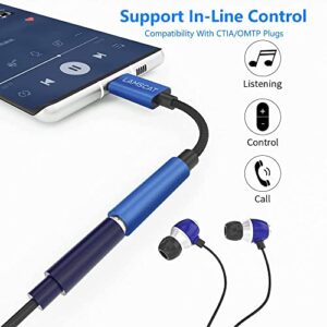 LAMSCAT USB Type C to 3.5mm Headphone Jack Adapter, USB C to Aux Adapter Dongle DAC Cable Compatible with Pixel 6 5 4, Samsung Galaxy S22 S21 S20 Ultra S20+ Note 20 10 S10 and More (Blue)