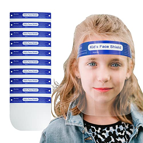 aaGlow 10 PCS Kids Face Shield Safety Protective Face Shield for Boys & Girls Anti fog Visor & Confort Sponge