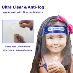 aaGlow 10 PCS Kids Face Shield Safety Protective Face Shield for Boys & Girls Anti fog Visor & Confort Sponge