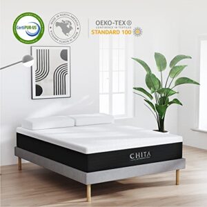 CHITA Queen Size Hybird Mattress,10 Inches Gel-Infused Mattress,Fiberglass Free 7 Zone Pocket Spring Mattress,Mattress in a Box,100 Night Trial-10 Years WarrantyCertiPUR-US Certified