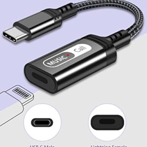 USB C to Lightning Audio Adapter USB Type C Male to Lightning Female Headphones Converter Compatible with iPhone 15/15Pro, iPad Pro, Galaxy S23/S22, MacBook USB C Laptop(Audio Only, Not for Charging)