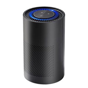 aiikee small air purifier for home bedroom office, quite sleep mode true hepa 3 stage filtration for smoke dust pollen,ozone free home air cleaner- blank