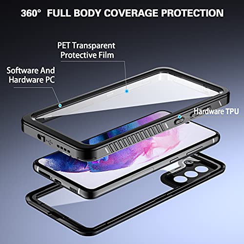 Samsung Galaxy S21 FE 5G Waterproof Case with Built-in Screen Protector Dustproof Shockproof Drop Proof Phone Rugged Full Body Underwater Protective Cover for Samsung Galaxy S21 FE 5G 6.4" Black