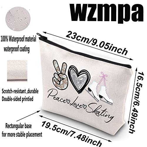 WZMPA Ice Skating Cosmetic Make Up Bag Figure Skating Inspired Gift Peace Love Skating Makeup Zipper Pouch Bag Skating Ice Merchandise (Peace Skating)