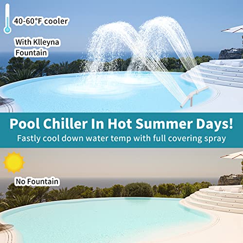 Klleyna Water-Fountain Dual Spray Swimming-Pool-Accessories - Upgrade Above/Inground Waterfall Cooler, Adjustable 2 in 1 Nozzle, High Pressure Pond Aerator, Garden Sprinkle Feature Outdoor Décor