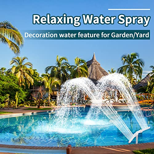 Klleyna Water-Fountain Dual Spray Swimming-Pool-Accessories - Upgrade Above/Inground Waterfall Cooler, Adjustable 2 in 1 Nozzle, High Pressure Pond Aerator, Garden Sprinkle Feature Outdoor Décor