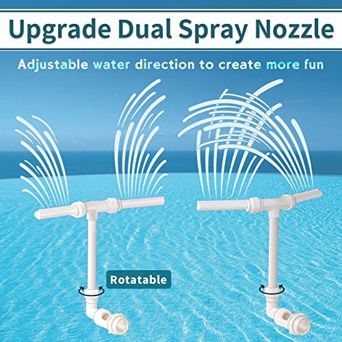 Klleyna Water-Fountain Dual Spray Swimming-Pool-Accessories - Upgrade Above/Inground Waterfall Cooler, Adjustable 2 in 1 Nozzle, High Pressure Pond Aerator, Garden Sprinkle Feature Outdoor Décor