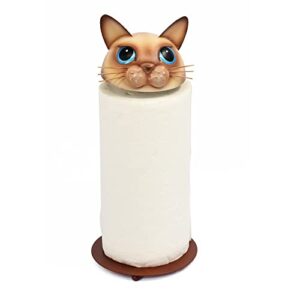 aayla paper towel holder - metal unique cat paper towel roll stand for counter top of kitchen home dining bathroom, adorable gifts for cat dog pet lovers (cat - brown)