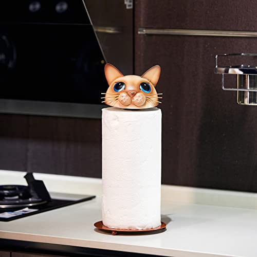 Aayla Paper Towel Holder - Metal Unique Cat Paper Towel Roll Stand for Counter Top of Kitchen Home Dining Bathroom, Adorable Gifts for Cat Dog Pet Lovers (Cat - Brown)