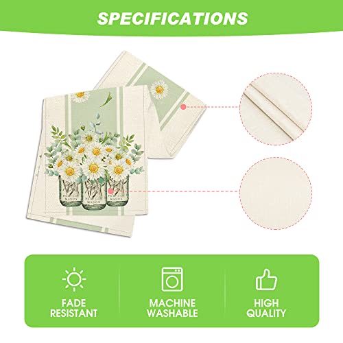 Artoid Mode Eucalyptus Leaves Daisy Vase Table Runner, Spring Easter Summer Seasonal Holiday Kitchen Dining Table Decoration for Indoor Outdoor Home Party Decor 13 x 72 Inch